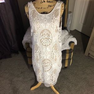 Lace nude and cream dress